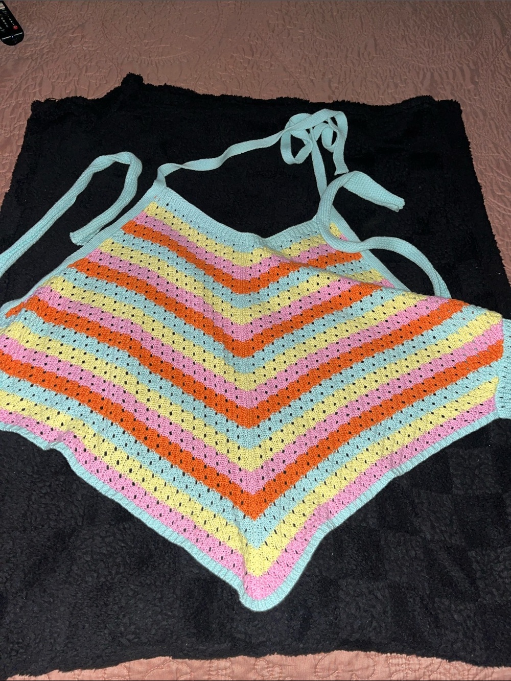 PLT Crochet Halter Top in Pastel Rainbow Stripes